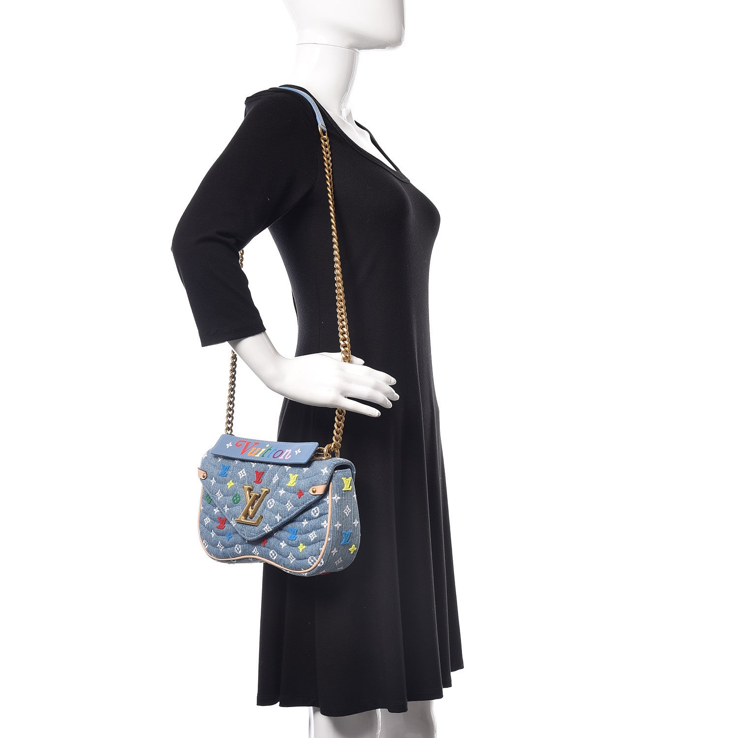 Louis Vuitton Embroidered Monogram Denim New Wave Chain MM 2 of 10