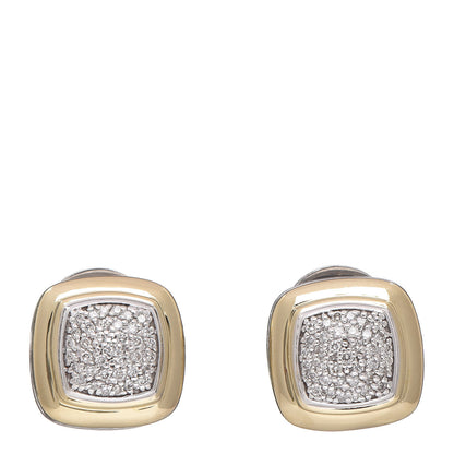 David Yurman Sterling Silver 18K Yellow Gold Diamond 11mm Albion Earrings 1 of 4