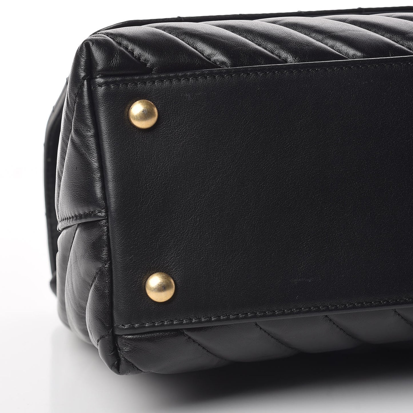 Calfskin Chevron Quilted Small Coco Handle Flap Black