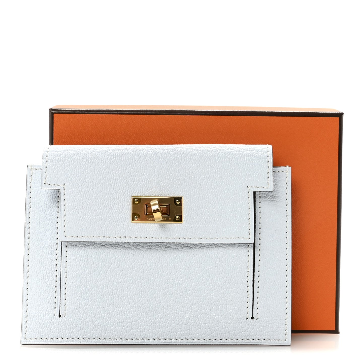 Chevre Mysore Kelly Pocket Compact Wallet Bleu Brume