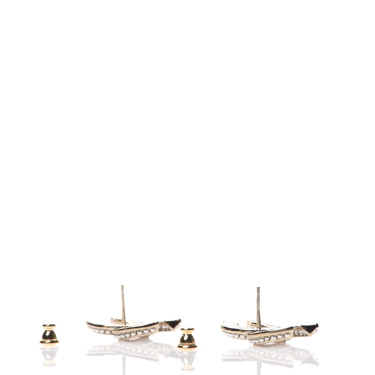 Chanel Crystal Pearl Chain Mania CC Earrings Gold 3 of 5