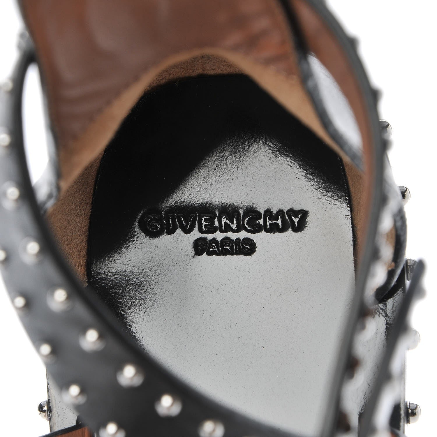 Givenchy Calfskin Studded Elegant Flat Sandals 36.5 Black 10 of 11
