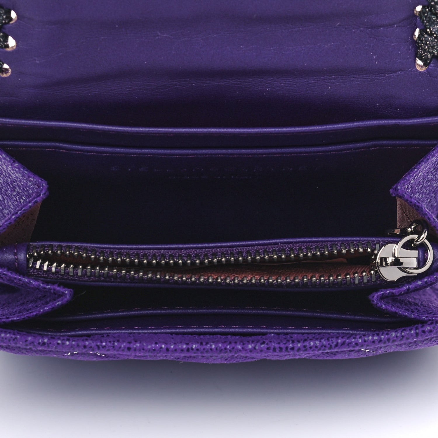 Stella McCartney Metallic Shaggy Deer Quilted Small Falabella Wallet Purple 4 of 6