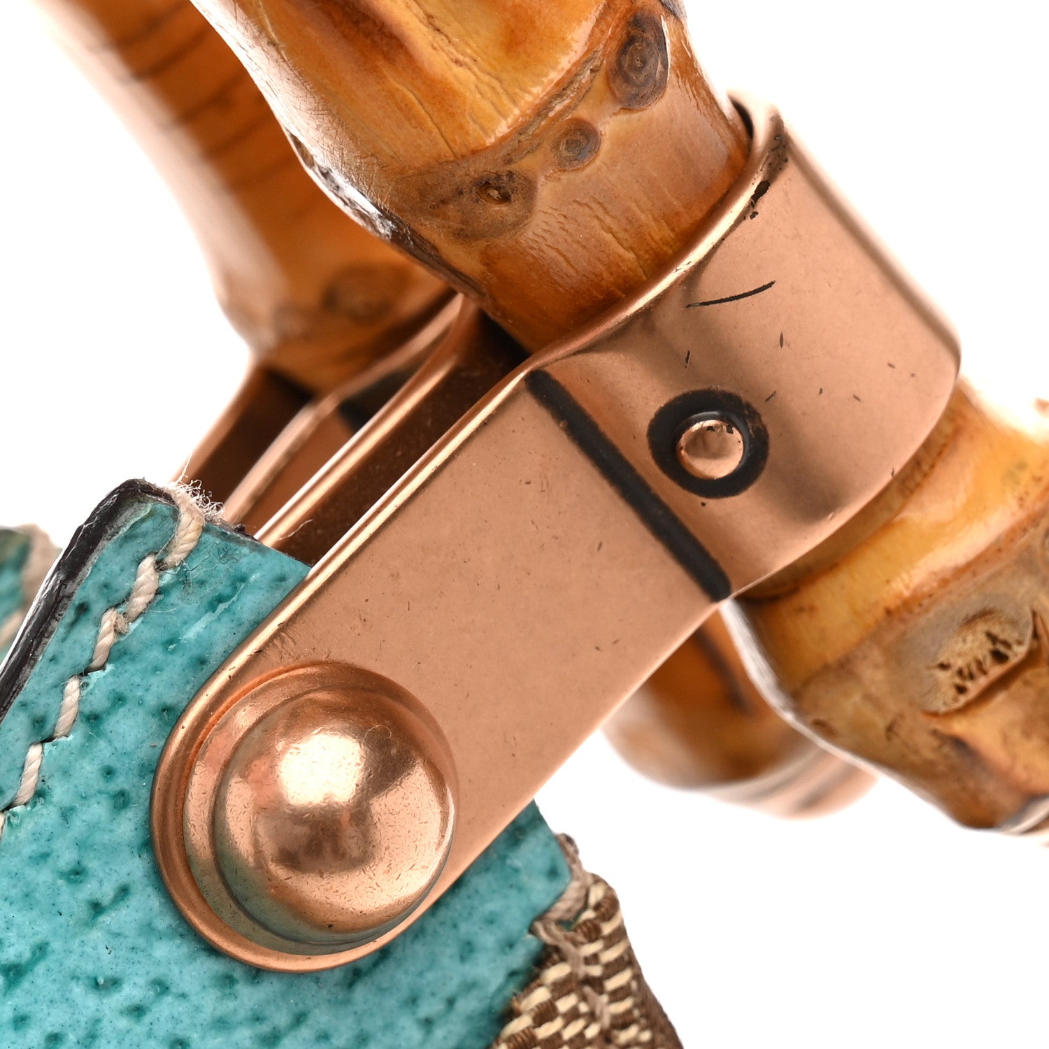 Gucci Monogram Bamboo Top Handle Bag Turquoise 12 of 15