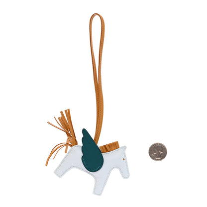 Hermes Milo Lambskin Grigri Rodeo Pegase Horse Bag Charm PM Bleu Brume Sesame Vert Bosphore 2 of 4