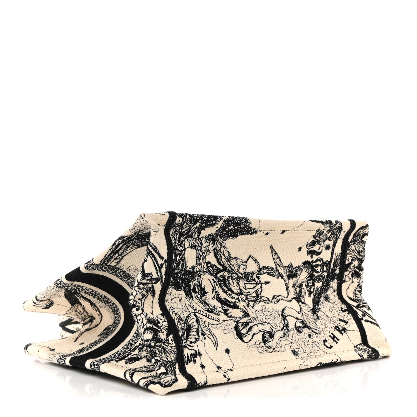 Canvas Embroidered Small Zodiac Toile De Jouy Book Tote Latte