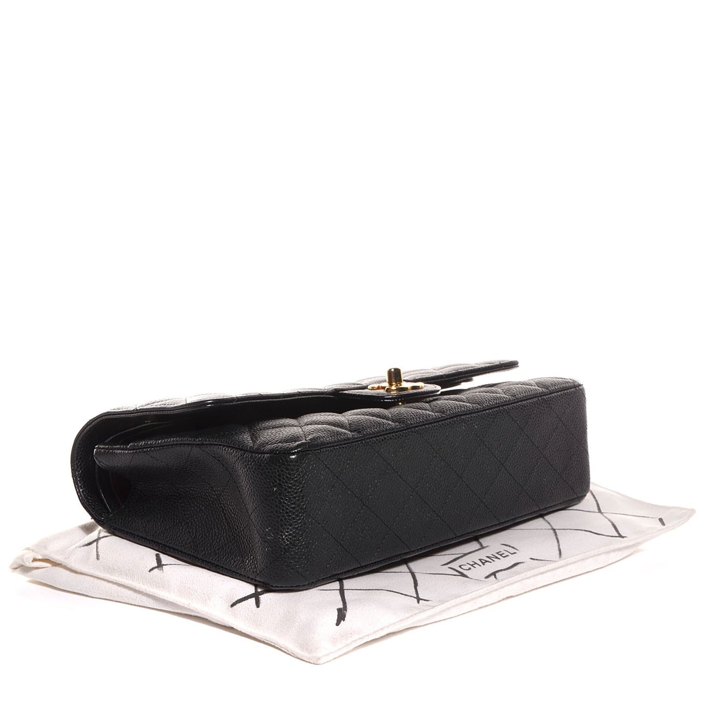 Caviar Quilted Medium Double Flap Black