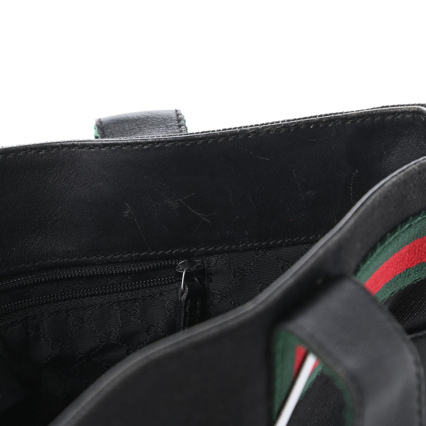 Denim Calfskin Web Tote Black