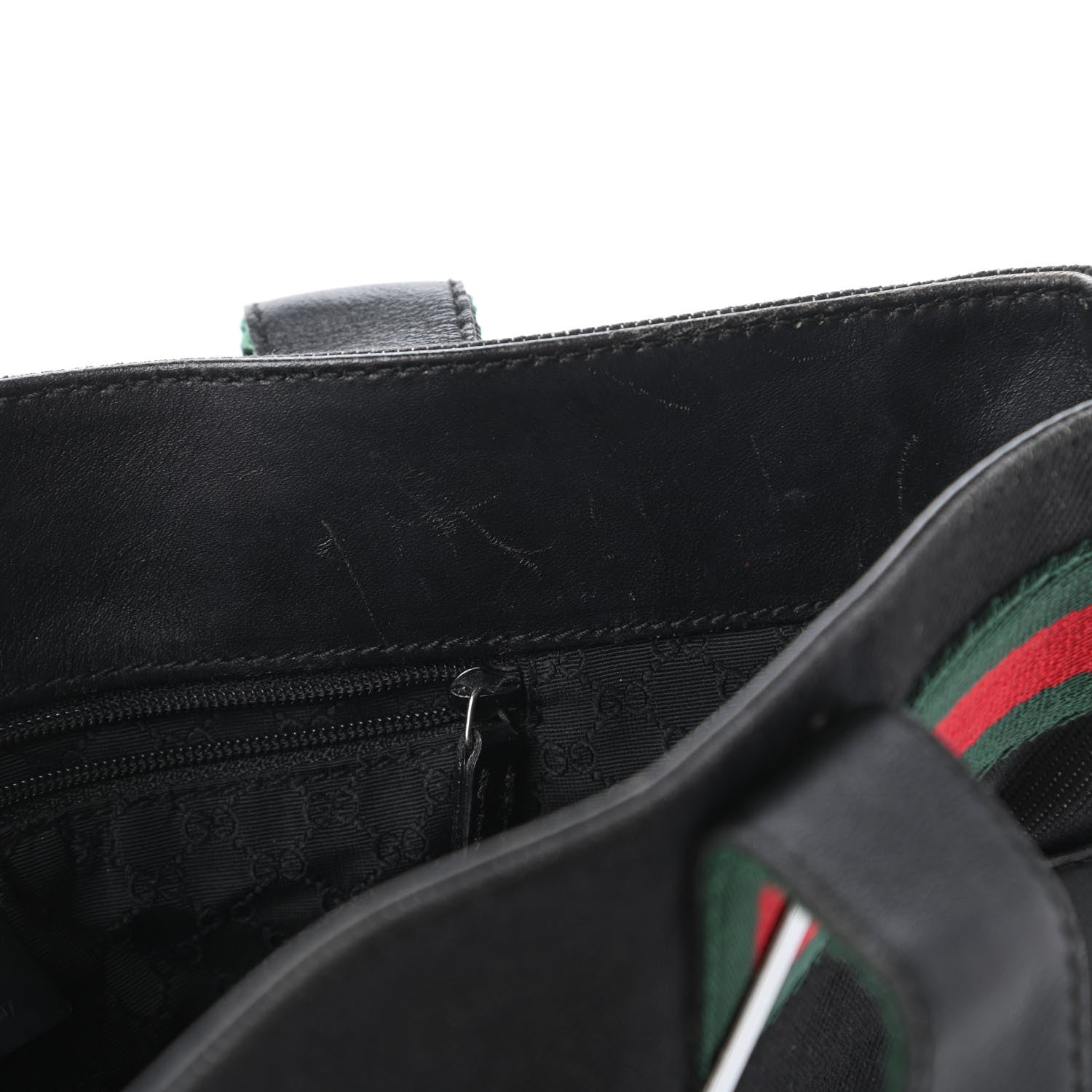 Gucci Denim Calfskin Web Tote Black 11 of 11