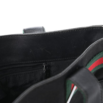 Gucci Denim Calfskin Web Tote Black 11 of 11