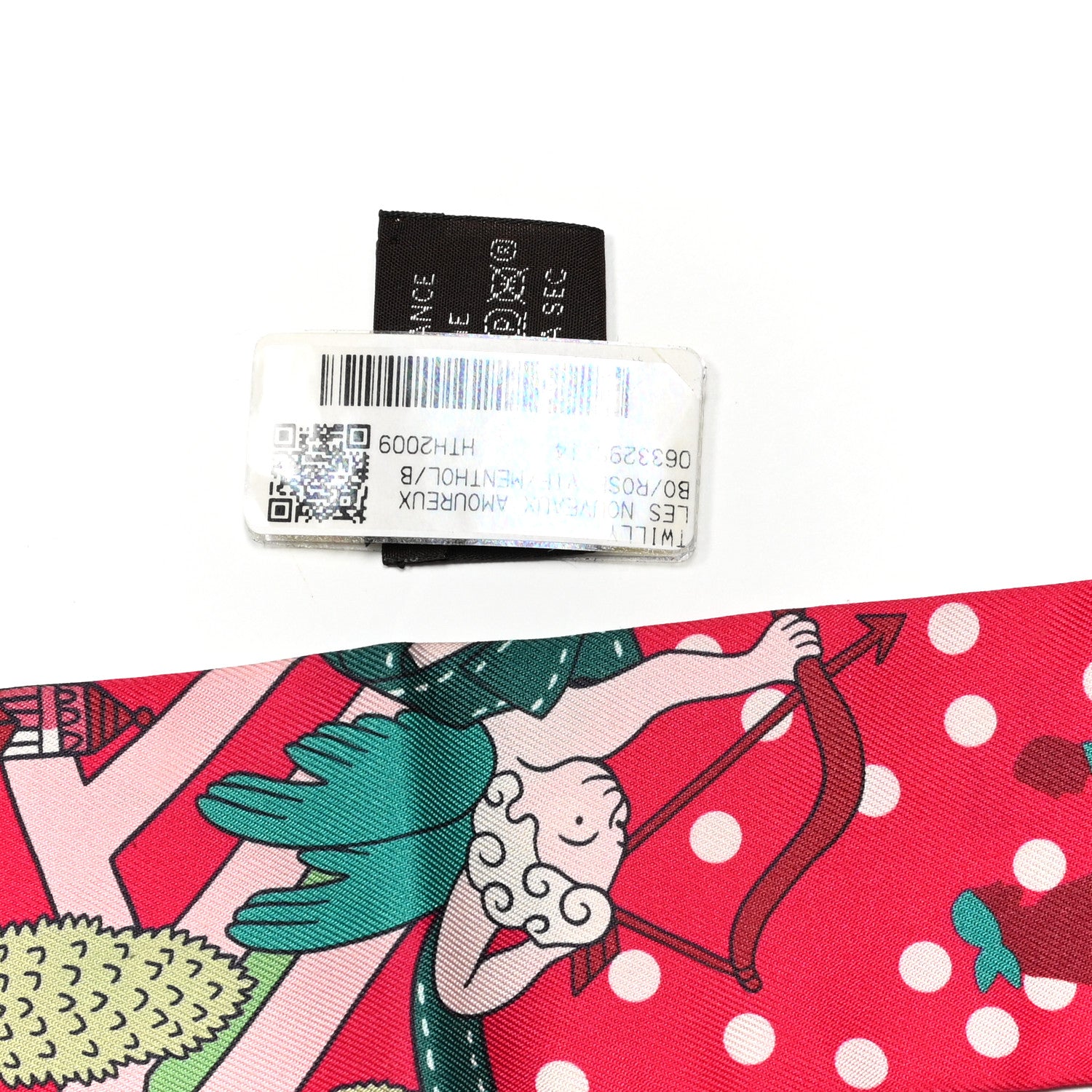 Hermes Silk Les Nouveaux Amoureux de Paris Twilly Rose Vif Menthol Bordeaux 4 of 4
