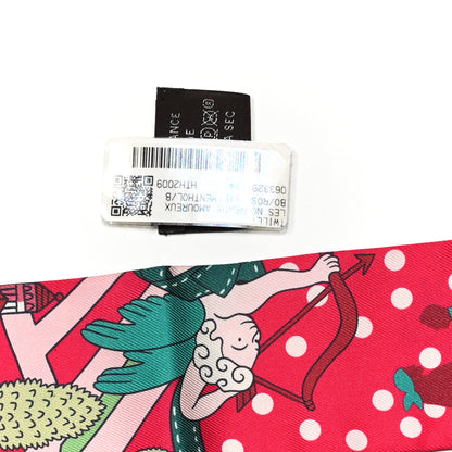 Hermes Silk Les Nouveaux Amoureux de Paris Twilly Rose Vif Menthol Bordeaux 4 of 4