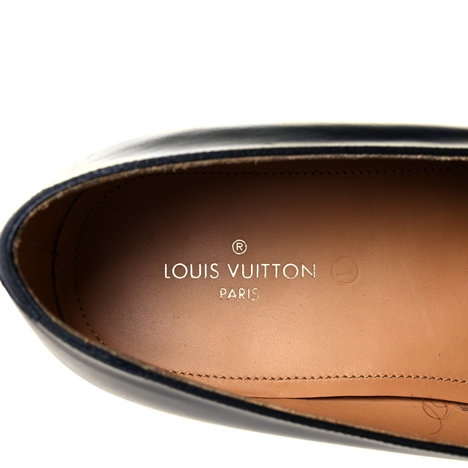 Louis Vuitton Waxed Calfskin Mens Vendome Loafers 7.5 Blue 7 of 8