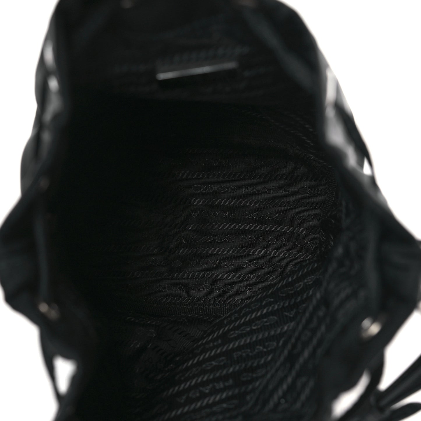 Nylon Vela Drawstring Wristlet Pouch Black