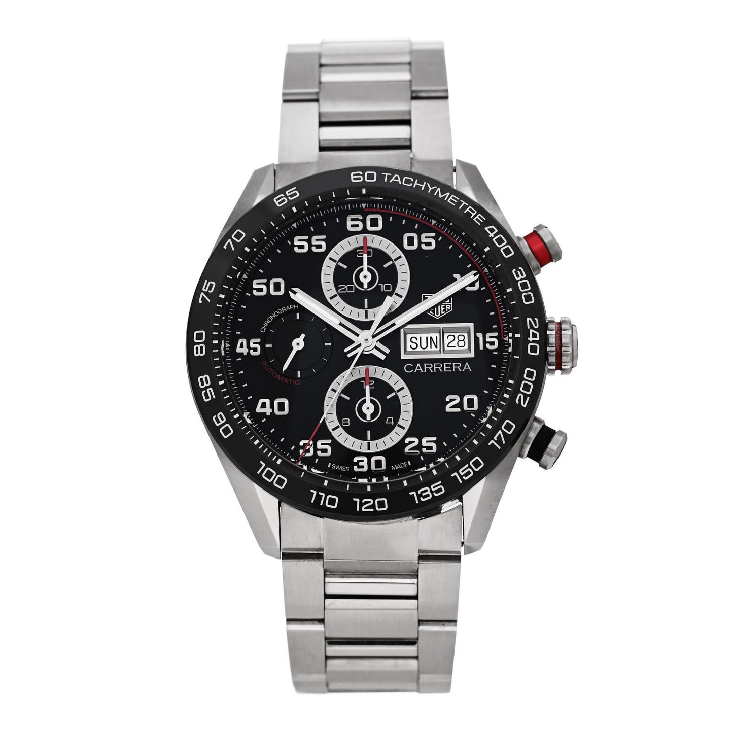Stainless Steel 44mm Carrera Chronograph Automatic Watch Black CBN2A1AA