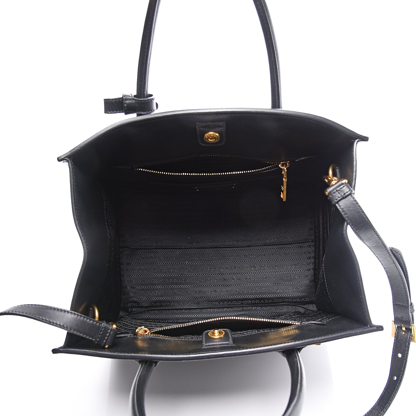 City Calf Front Pocket Tote Black