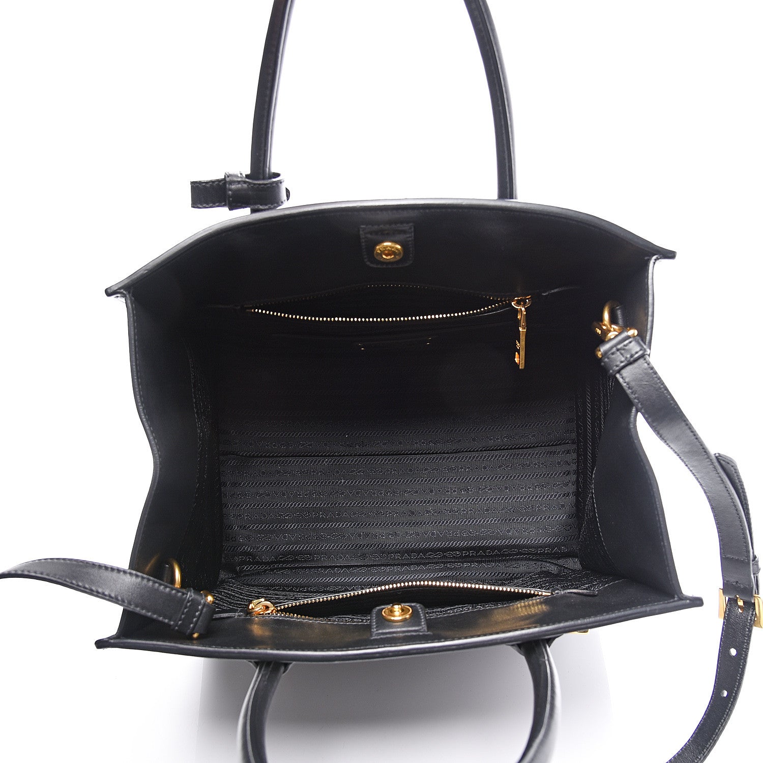 Prada City Calf Front Pocket Tote Black 4 of 8