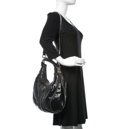 Gucci Patent Calfskin Medium Snow Glam Hobo Black 2 of 11