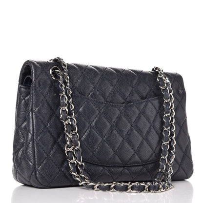 Chanel Washed Caviar Quilted Medium Double Flap Dark Blue 3 of 12