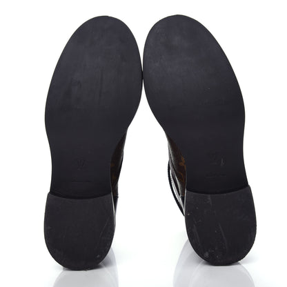 Louis Vuitton Calfskin Monogram Wonderland Flat Ranger Boots 38 Black 6 of 11