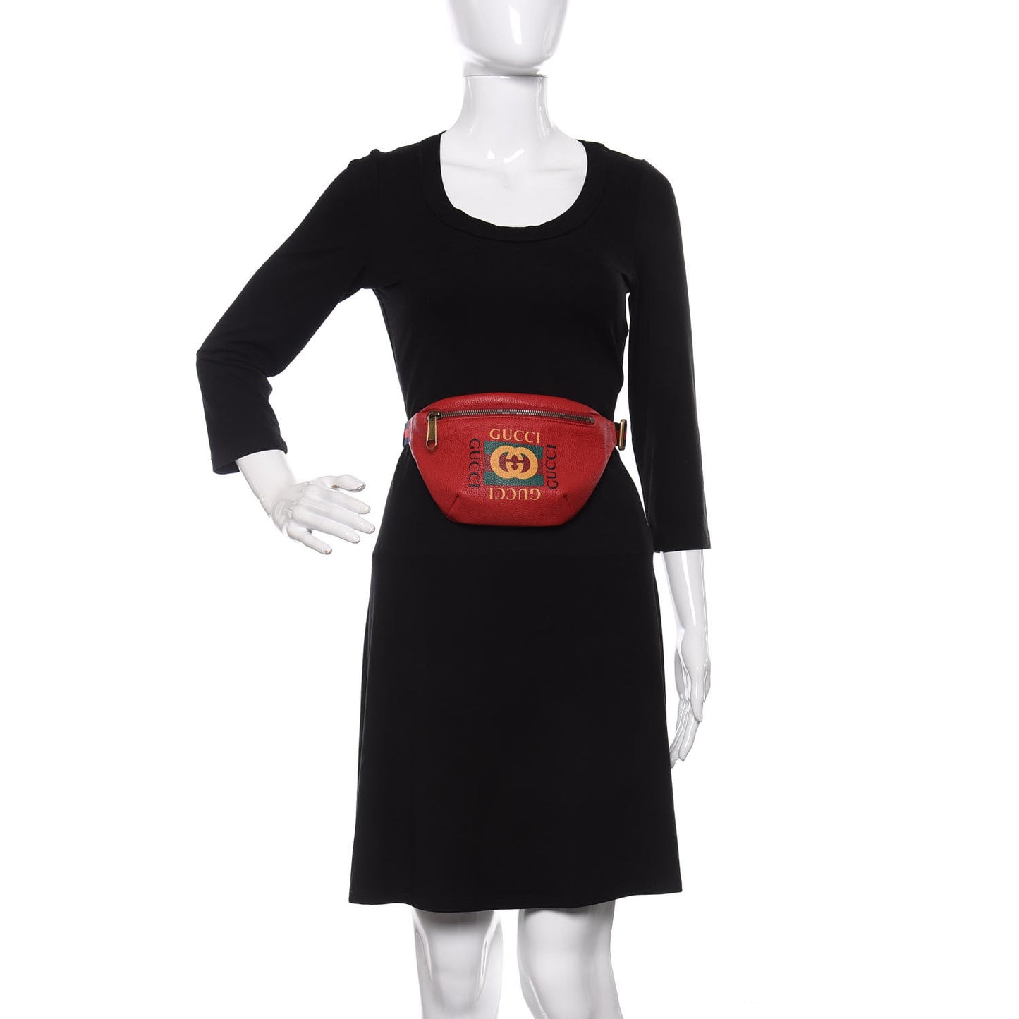 Grained Calfskin Small Logo Belt Bag Hibiscus Red