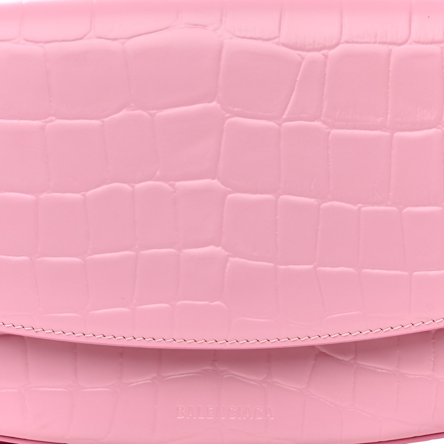 Shiny Calfskin Crocodile Embossed Ghost Sling Bag Pink