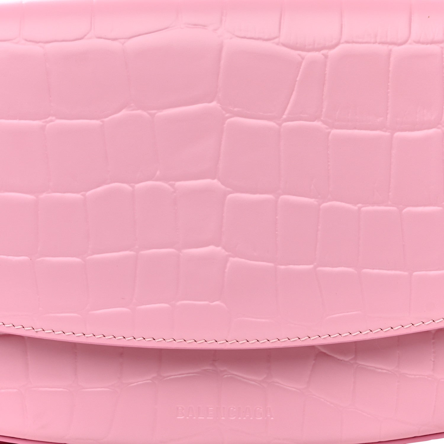 Balenciaga Shiny Calfskin Crocodile Embossed Ghost Sling Bag Pink 9 of 16