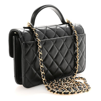 Chanel Lambskin Quilted Preppy Satchel Wallet On Chain WOC Black 3 of 12