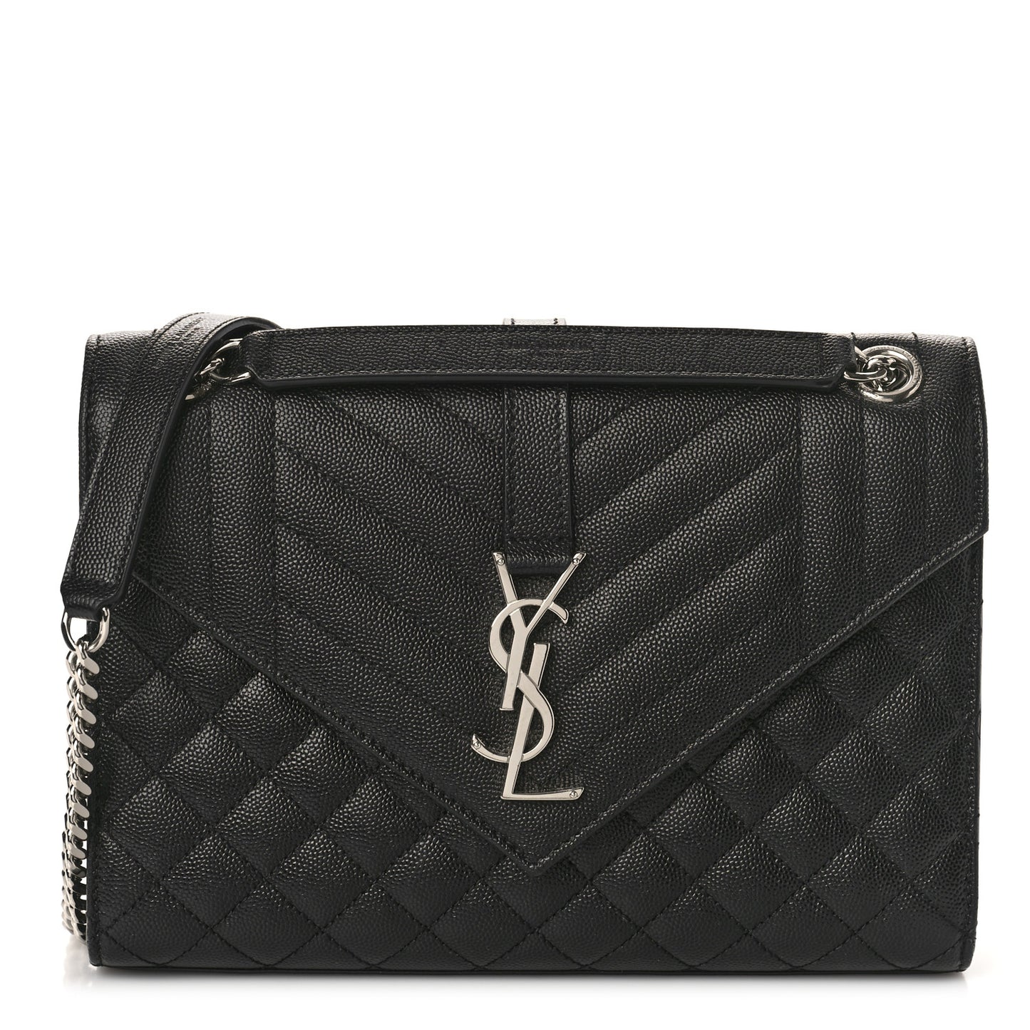 Grain De Poudre Textured Mixed Matelasse Triquilt Medium Monogram Satchel Black