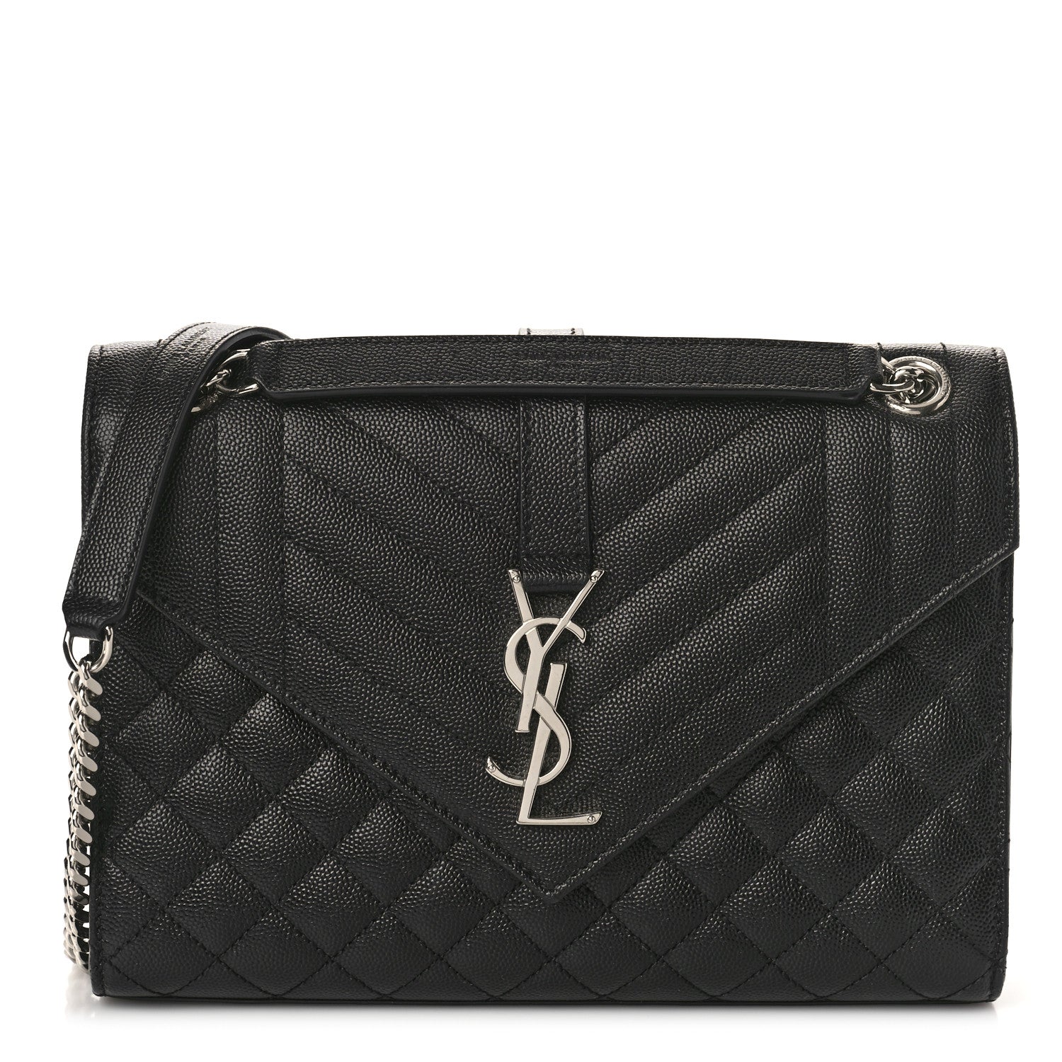 Saint Laurent Grain De Poudre Textured Mixed Matelasse Triquilt Medium Monogram Satchel Black 1 of 9