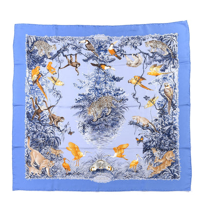 Hermes Silk Equateur Scarf 90 Bleu Jean Lavande 1 of 5
