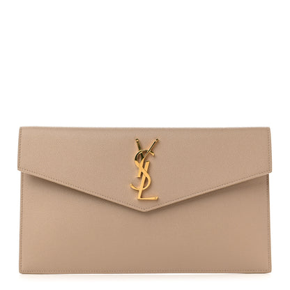 Saint Laurent Grain De Poudre Uptown Pouch Dark Beige 1 of 6
