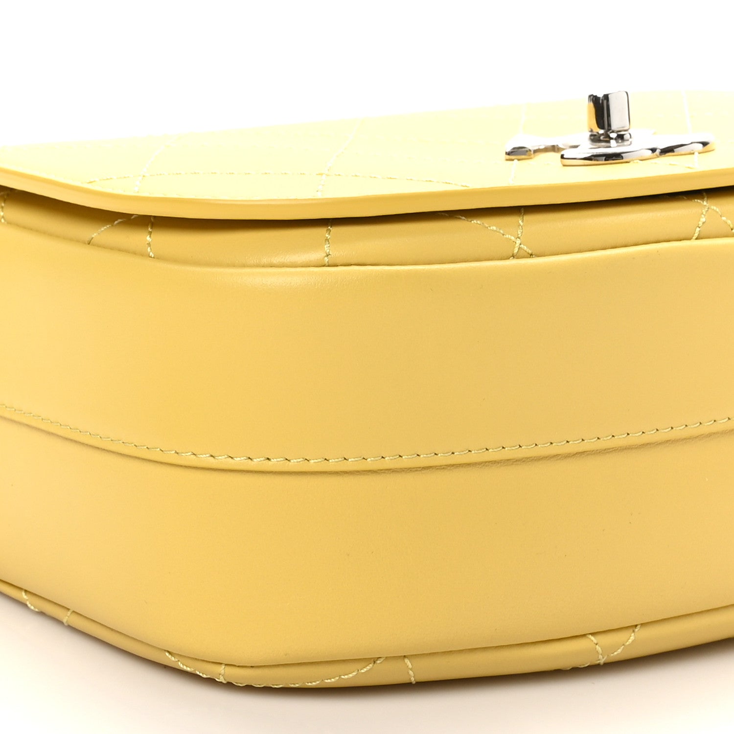 Chanel Calfskin Stitched Small Ring My Bag Flap Crossbody Yellow 9 of 10