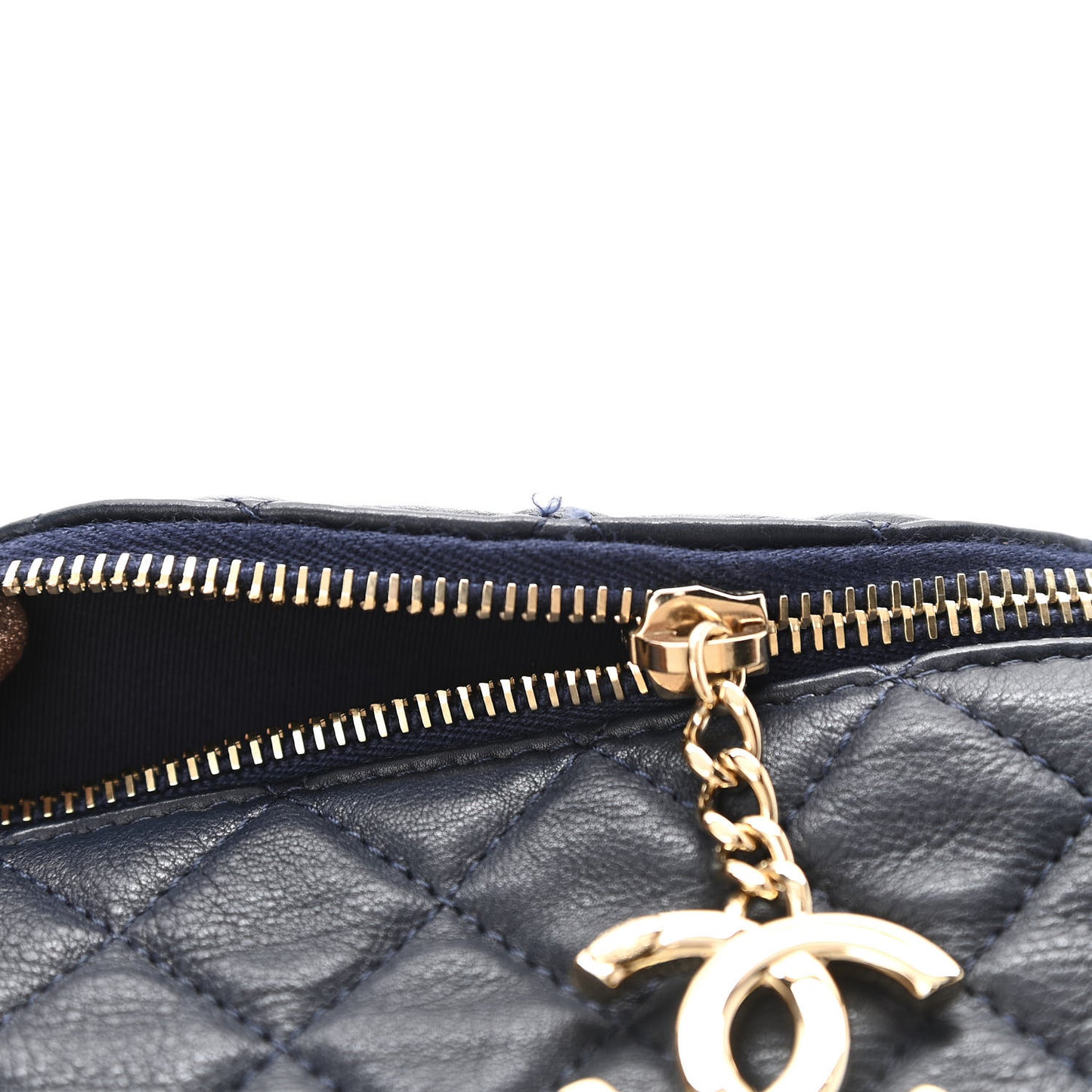 Calfskin Quilted Banane Waist Bag Fanny Pack Navy Blue