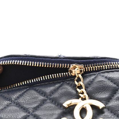 Chanel Calfskin Quilted Banane Waist Bag Fanny Pack Navy Blue 11 of 16