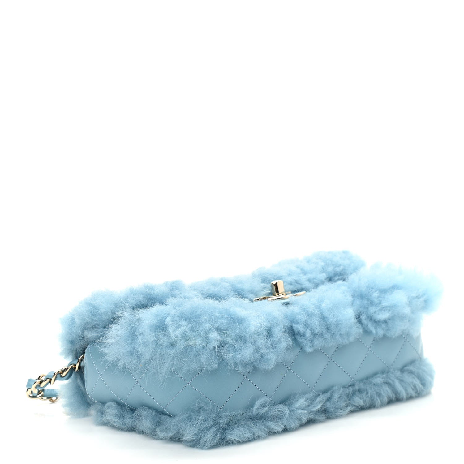 Chanel Shearling Lambskin Quilted Flap Blue 4 of 10