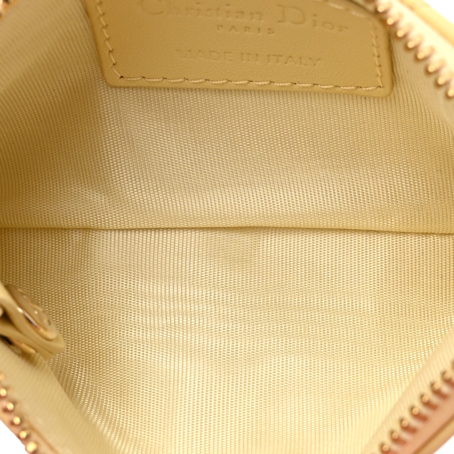 Christian Dior Lambskin Cannage Lady Dior Zipped Key Case Soft Yellow 5 of 8