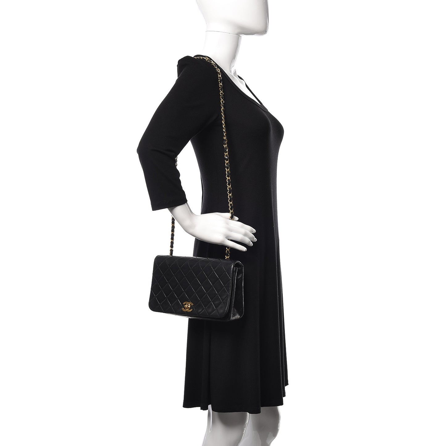 Lambskin Quilted Small Single Flap Black