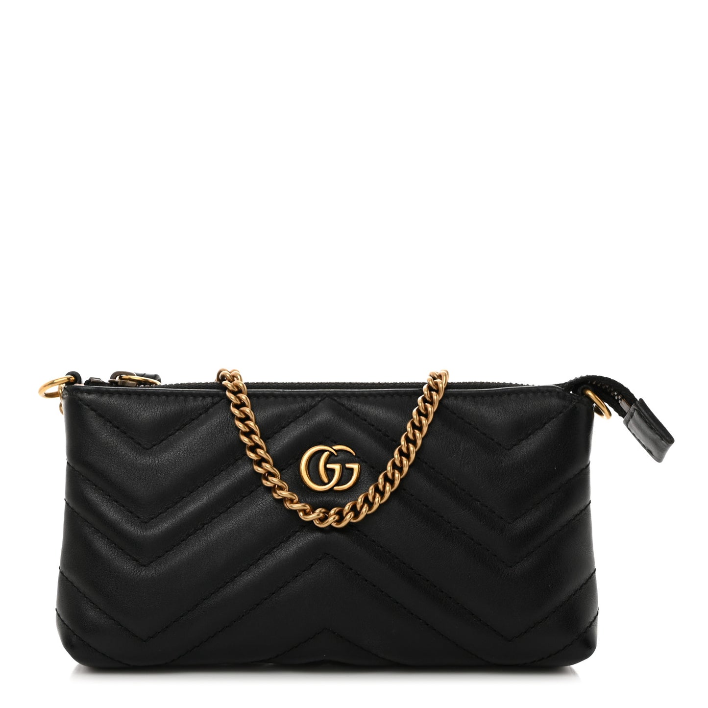 Calfskin Matelasse Mini GG Marmont Chain Bag Black