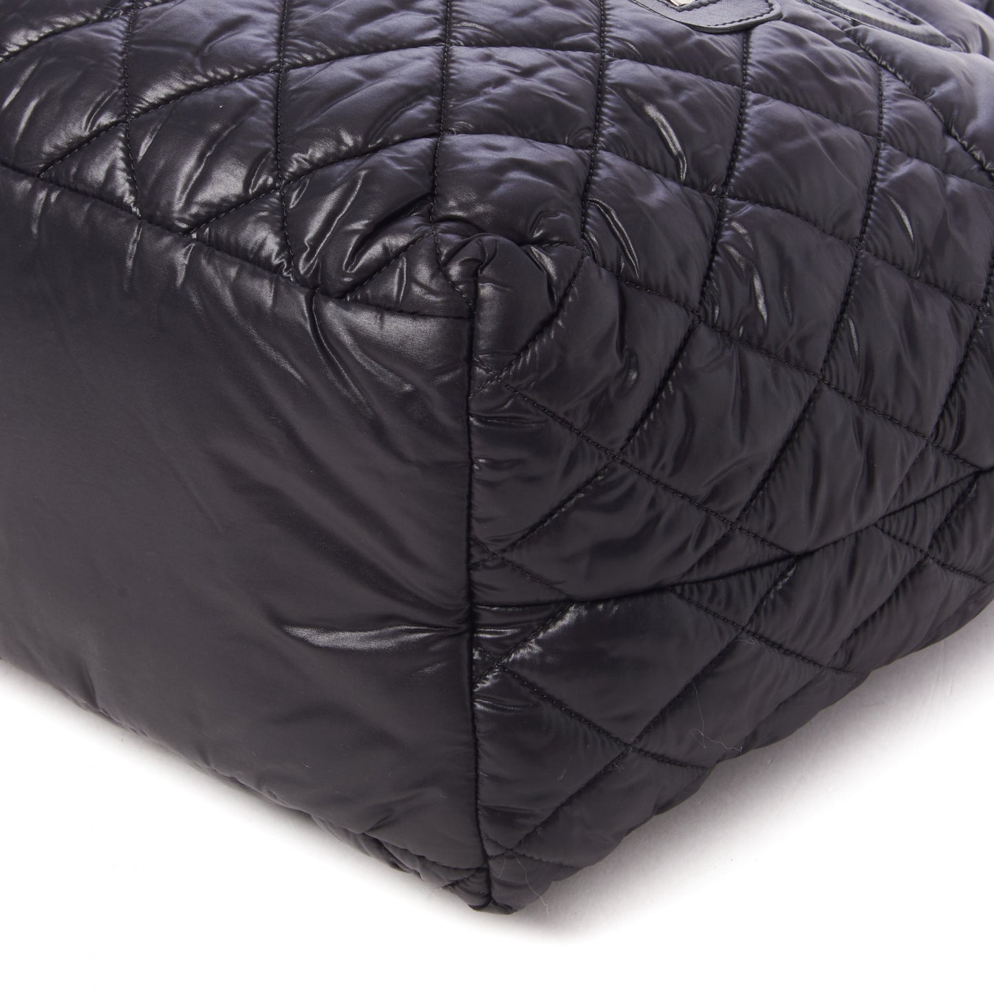 Nylon Quilted Small Coco Cocoon Tote Black