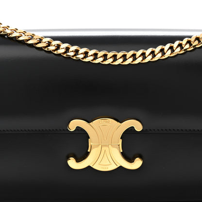 Celine Shiny Calfskin Triomphe Chain Bag Black 7 of 9