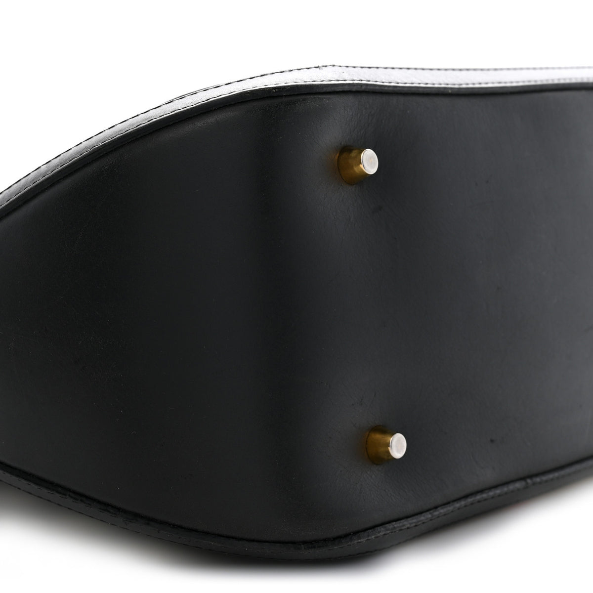 Bridle Calfskin House Check Small Orchard Bowling Bag Black