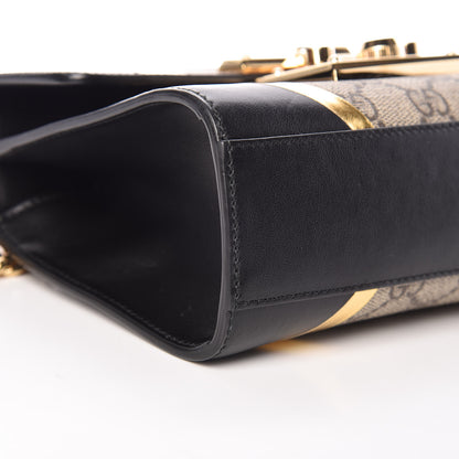 Gucci Calfskin GG Supreme Monogram Small Padlock Shoulder Bag Black Gold 8 of 13