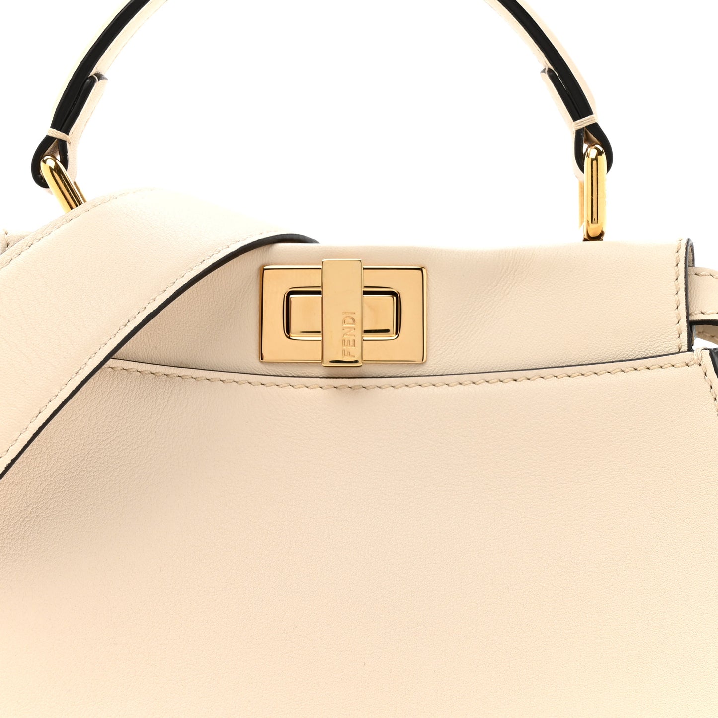 Vitello Seta Suede FF Mini Peekaboo Iconic Satchel Uovo Sigaro Marrone