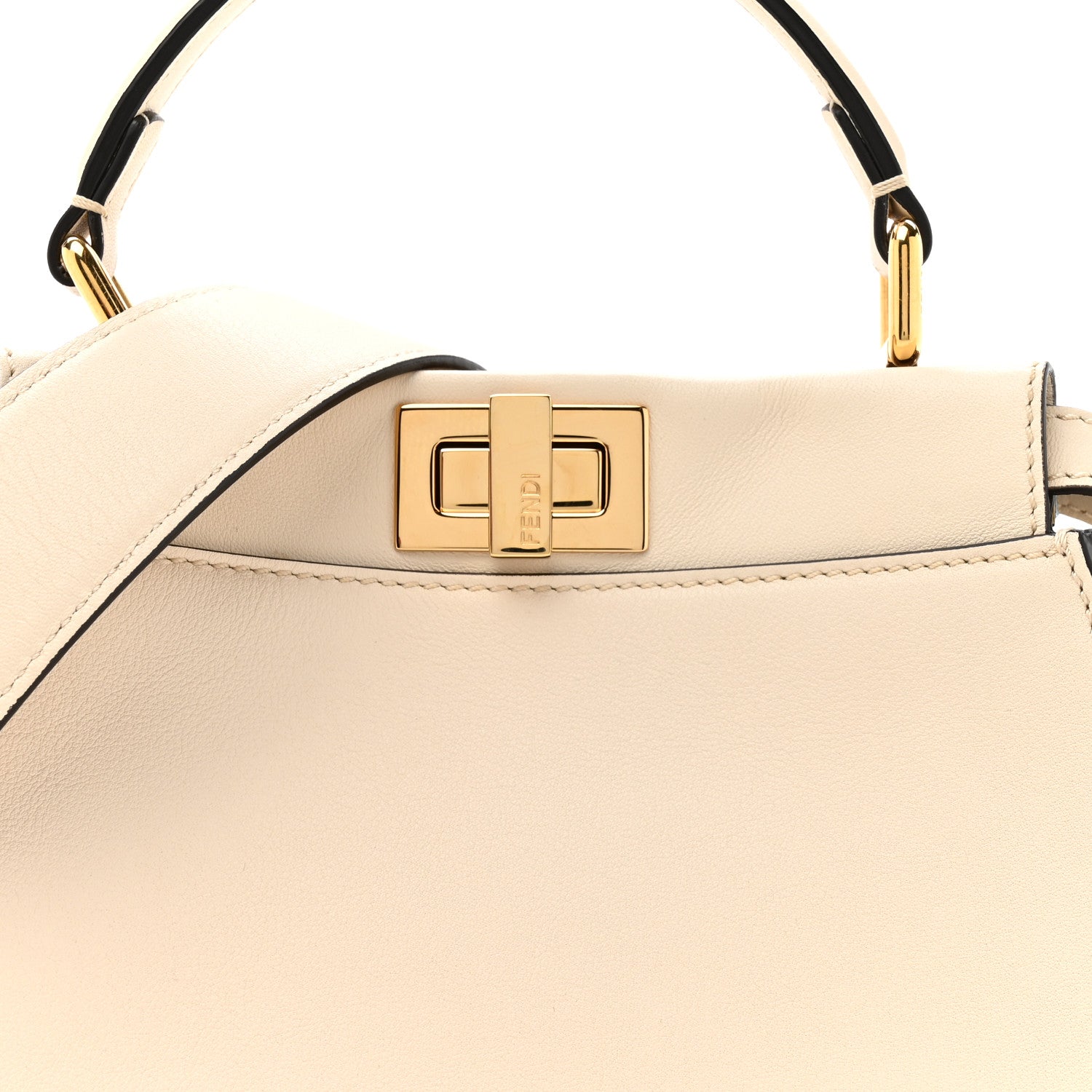 Fendi Vitello Seta Suede FF Mini Peekaboo Iconic Satchel Uovo Sigaro Marrone 9 of 14