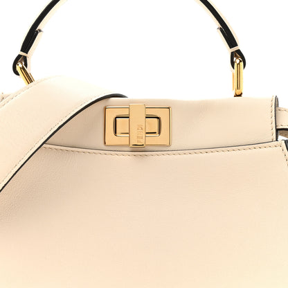 Fendi Vitello Seta Suede FF Mini Peekaboo Iconic Satchel Uovo Sigaro Marrone 9 of 14