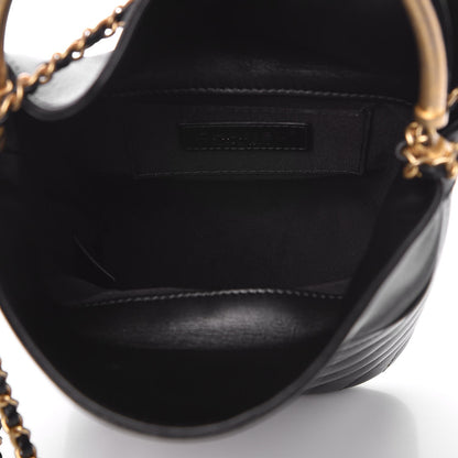 Chanel Lambskin Chevron Quilted Handle With Chic Bucket Bag Black 5 of 8