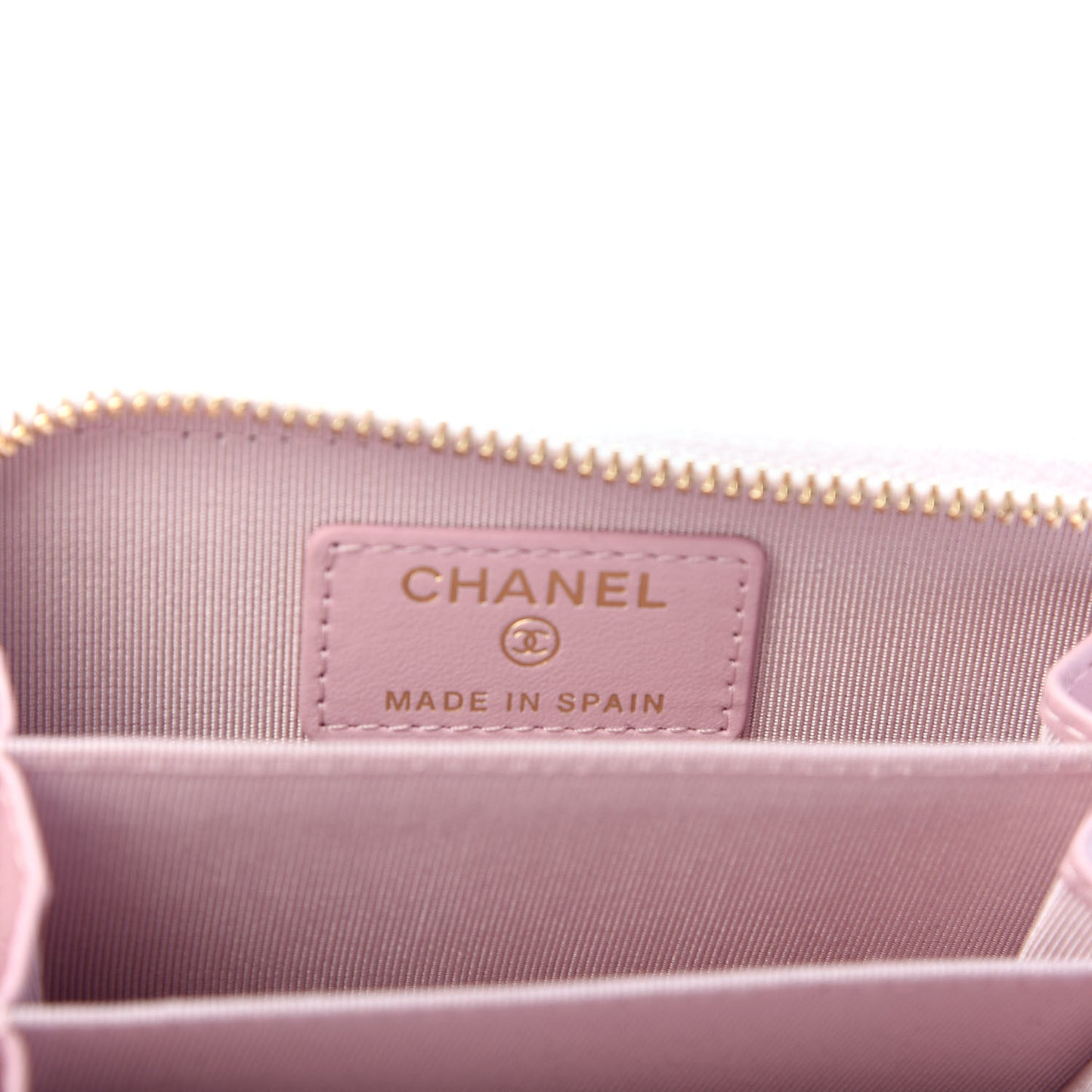 Caviar Quilted Zip Coin Purse Light Pink