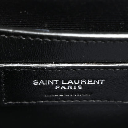 Saint Laurent Grain De Poudre Textured Mixed Matelasse Triquilt Small Monogram Satchel Black 7 of 11