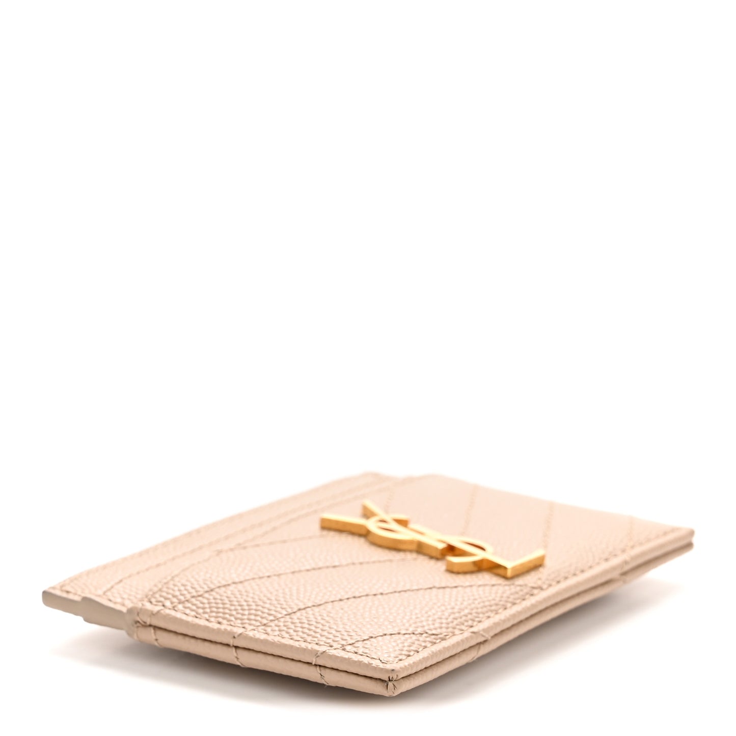 Grain De Poudre Matelasse Chevron Monogram Credit Card Case Dark Beige